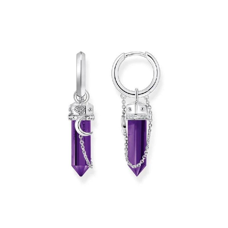 Earrings & Earrings with gothic vibes-Thomas Sabo Sterling Silver Cosmic Synthetic Amethyst Hoop Earrings