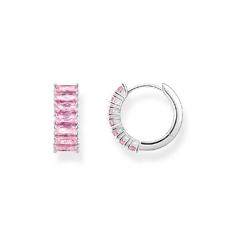 Earrings & Earrings with resin art-Thomas Sabo Sterling Silver Heritage Pink Wide Baguette Cubic Zirconia Earrings