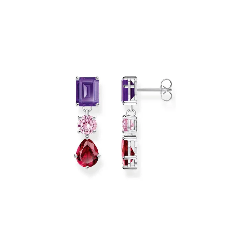 Earrings & Earrings for everyday elegance-Thomas Sabo Sterling Silver Heritage Synthetic Amethyst CZ Drop Earrings