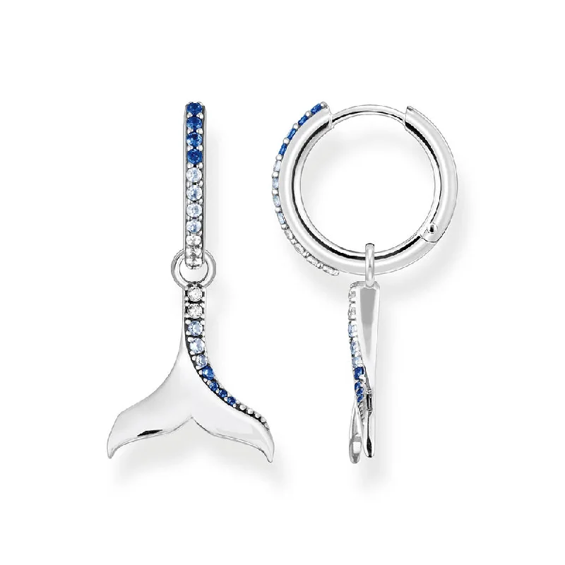 Earrings & Earrings for affordable prices-Thomas Sabo Sterling Silver Ocean Dolphin Tail Blue Cubic Zirconia Earrings