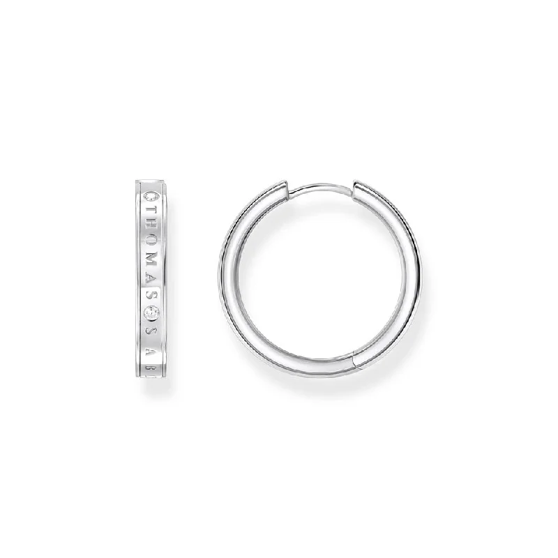 Earrings & Earrings for workout wear-Thomas Sabo Sterling Silver Sparkling Circles Since 1984 Hoop Earrings