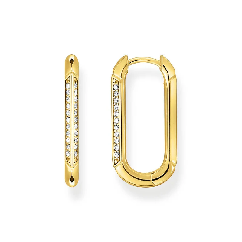 Earrings & Earrings for short studs-Thomas Sabo Yellow Gold-Plated Sterling Silver Heritage CZ Oval Hoop Earrings