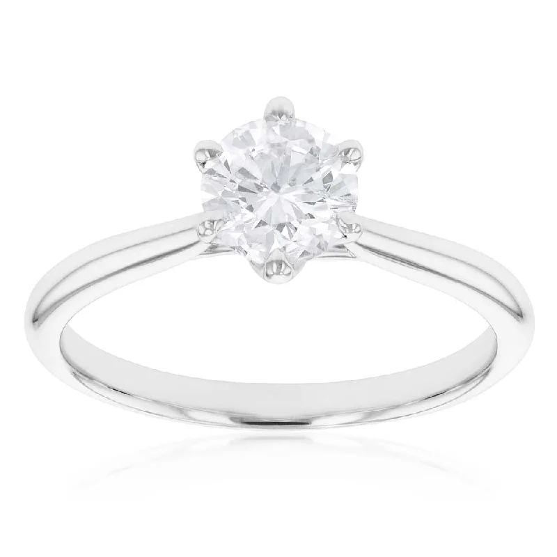 18ct White Gold Solitaire Ring with 1.00 Carat GI SI Certified Diamond