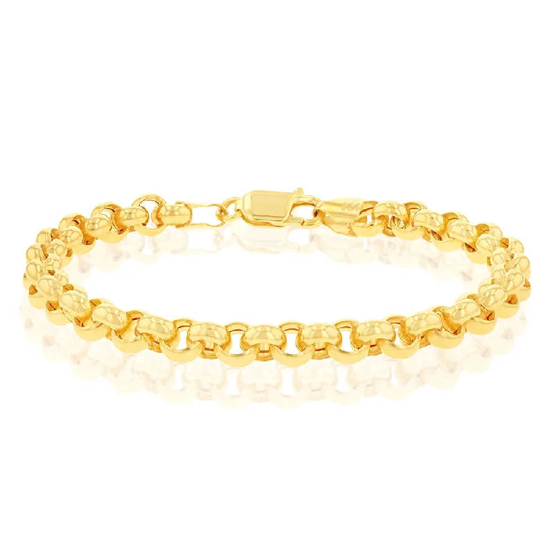 9ct Gorgeous Yellow Gold Silver Filled Belcher Bracelet