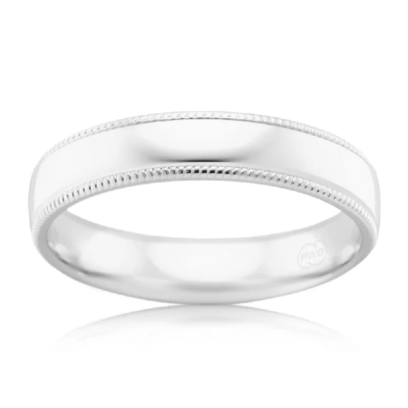 9ct White Gold 3mm Half Round Ring. Size N