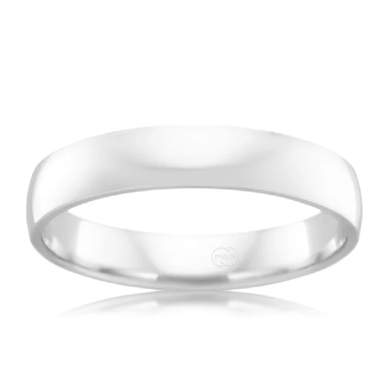 9ct White Gold 4mm Crescent Ring Size W