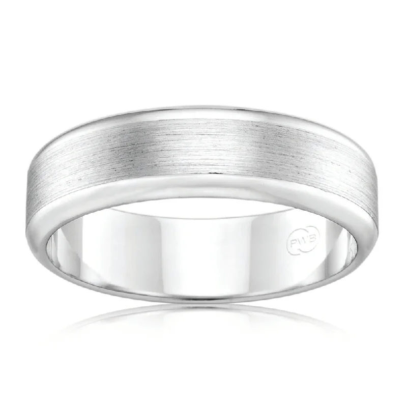 9ct White Gold 6mm Ring. All Sizes