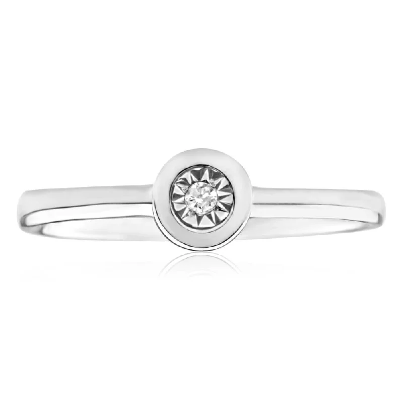 9ct White Gold Solitaire Ring With 0.01 Carat Diamond