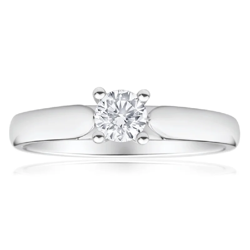 9ct White Gold Solitaire Ring With 0.30 Carat 4 Claw Set Diamond