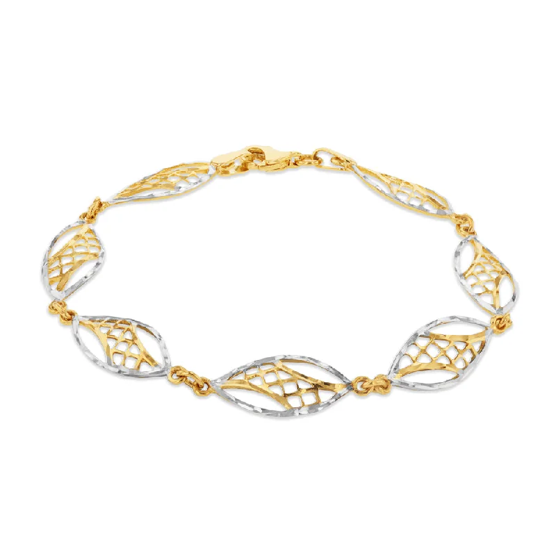 9ct Yellow And White Gold Fancy 17.5cm Bracelet