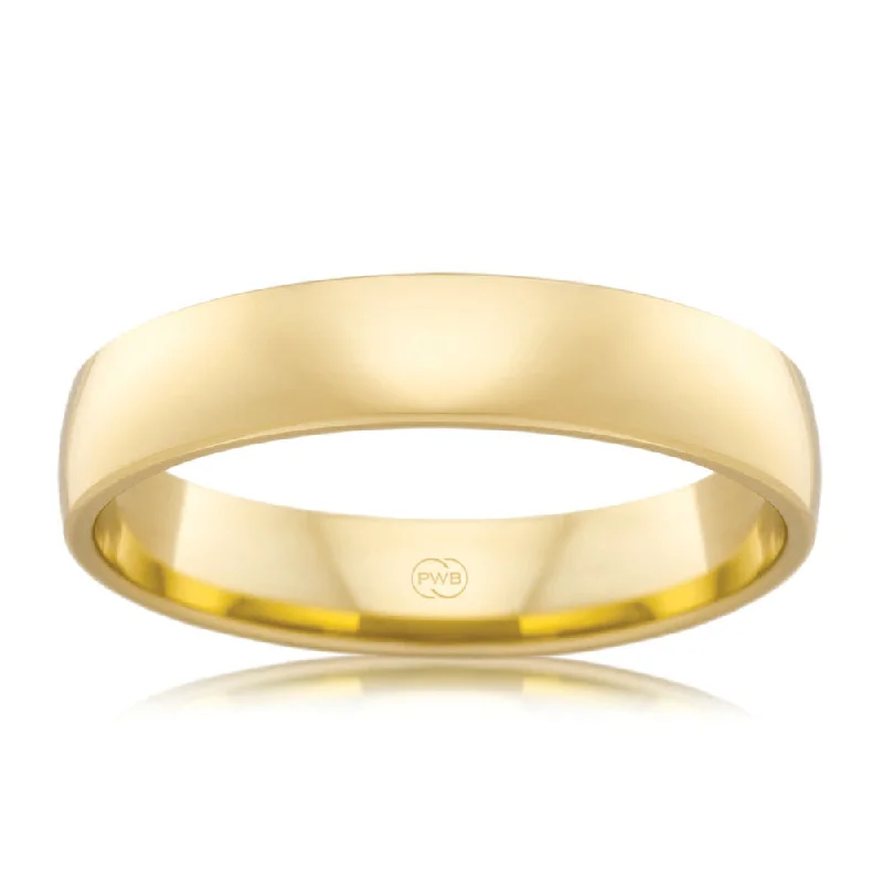 9ct Yellow Gold 4.5mm Classic Barrel Ring. Size W