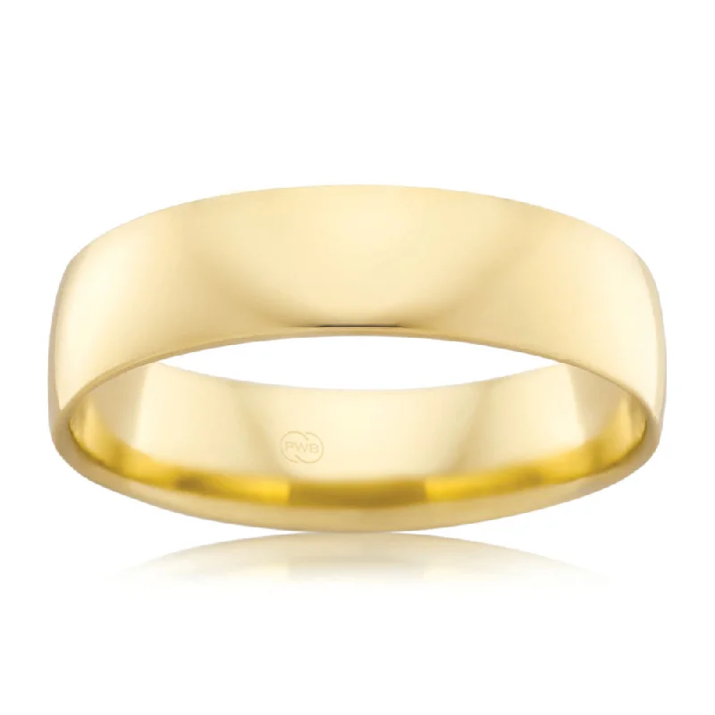 9ct Yellow Gold 6mm Crescent Ring. Size Z