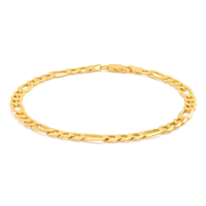 9ct Yellow Gold Silver Filled 21cm Figaro Bracelet 120 Gauge