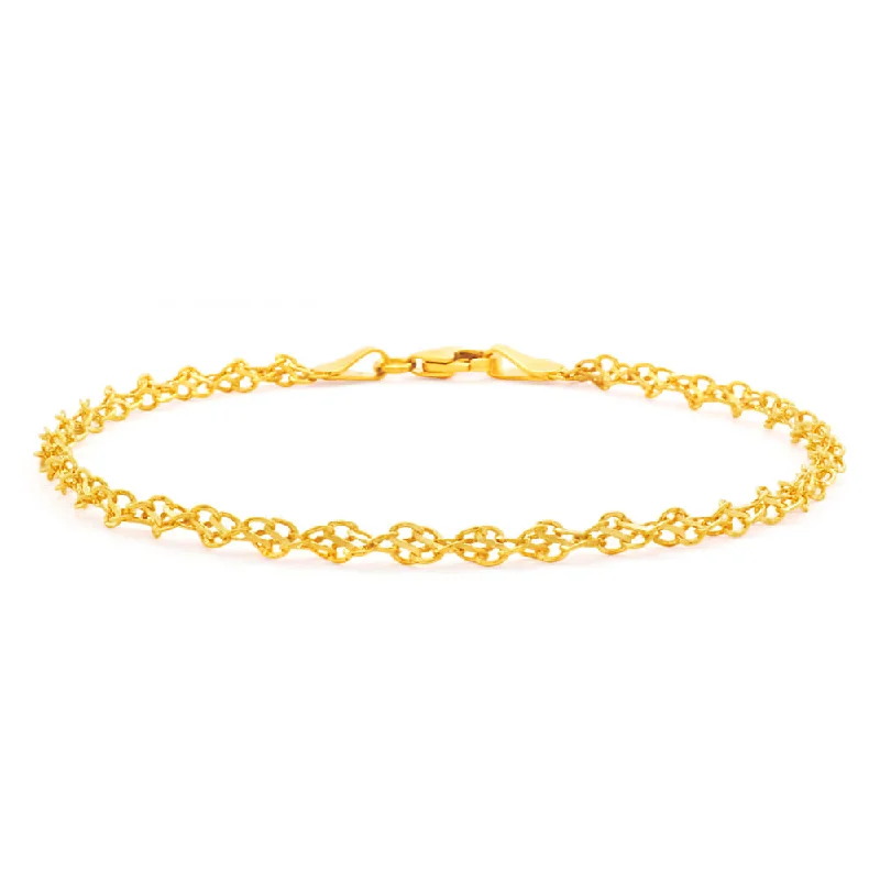 9ct Yellow Gold Silver Filled Singapore Link 19cm Bracelet