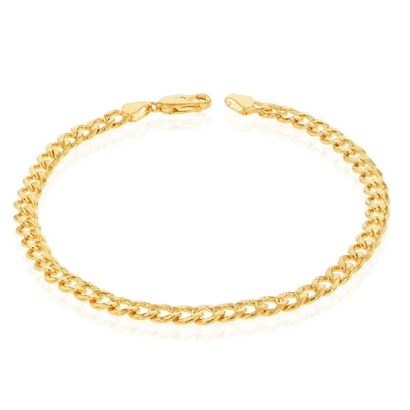 9ct Yellow Gold Silverfilled Super Flat Curb 120 Gauge 21cm Bracelet