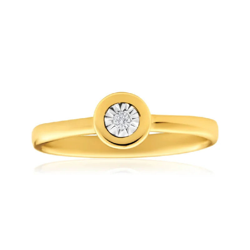 9ct Yellow Gold Solitaire Ring With 0.01 Carat Brilliant Cut Diamond