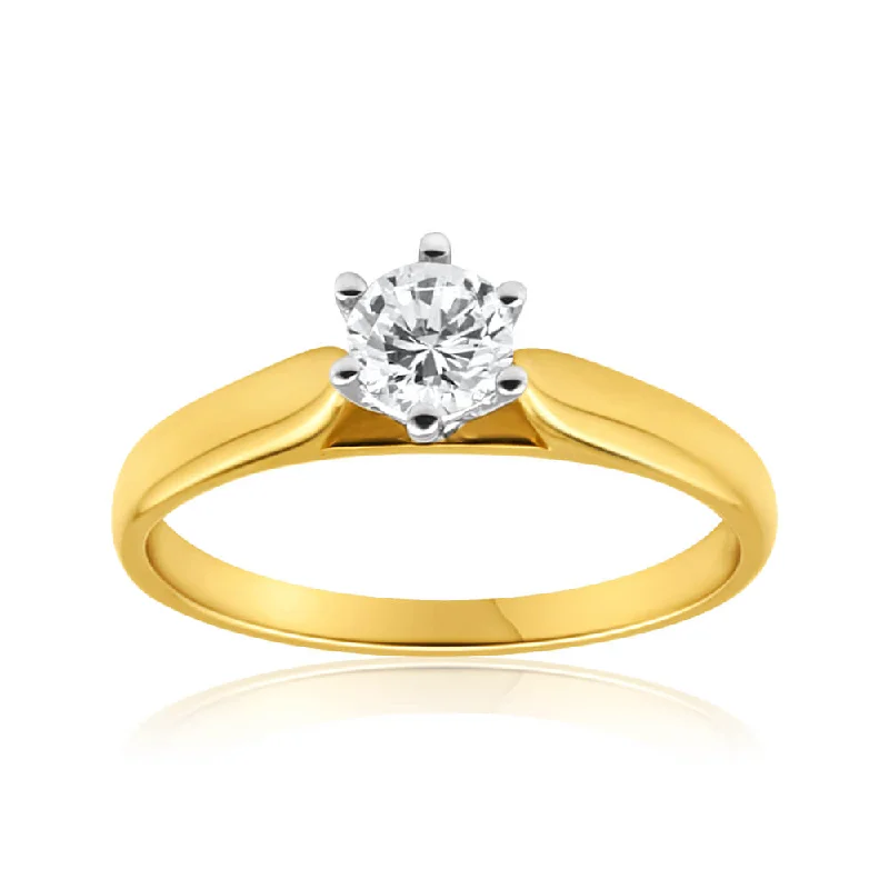 9ct Yellow Gold Solitaire Ring With 1/2 Carat Diamond