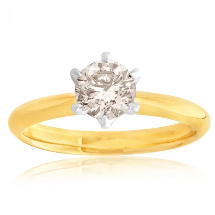 9ct Yellow Gold Solitaire Ring With 1 Carat Australian Diamond