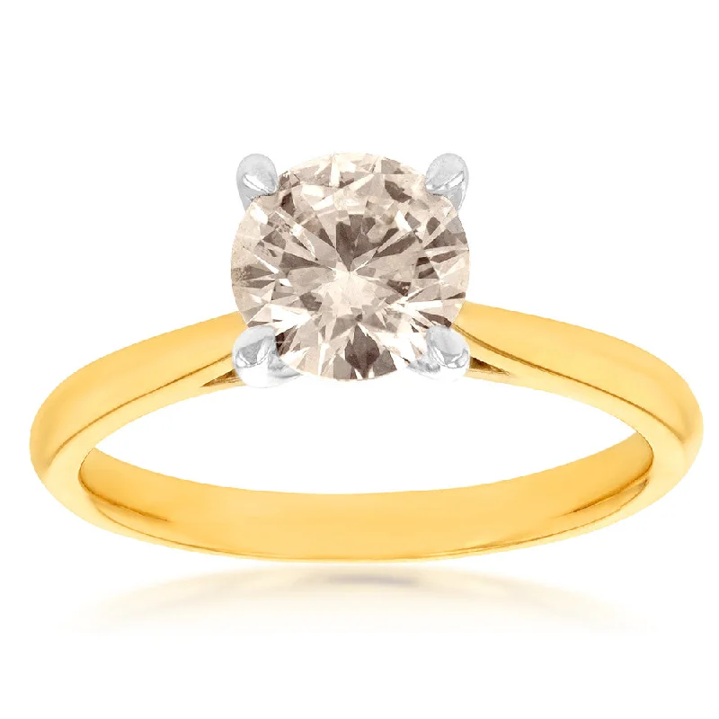 9ct Yellow Gold Solitaire Ring With 1 Carat Australian Diamond