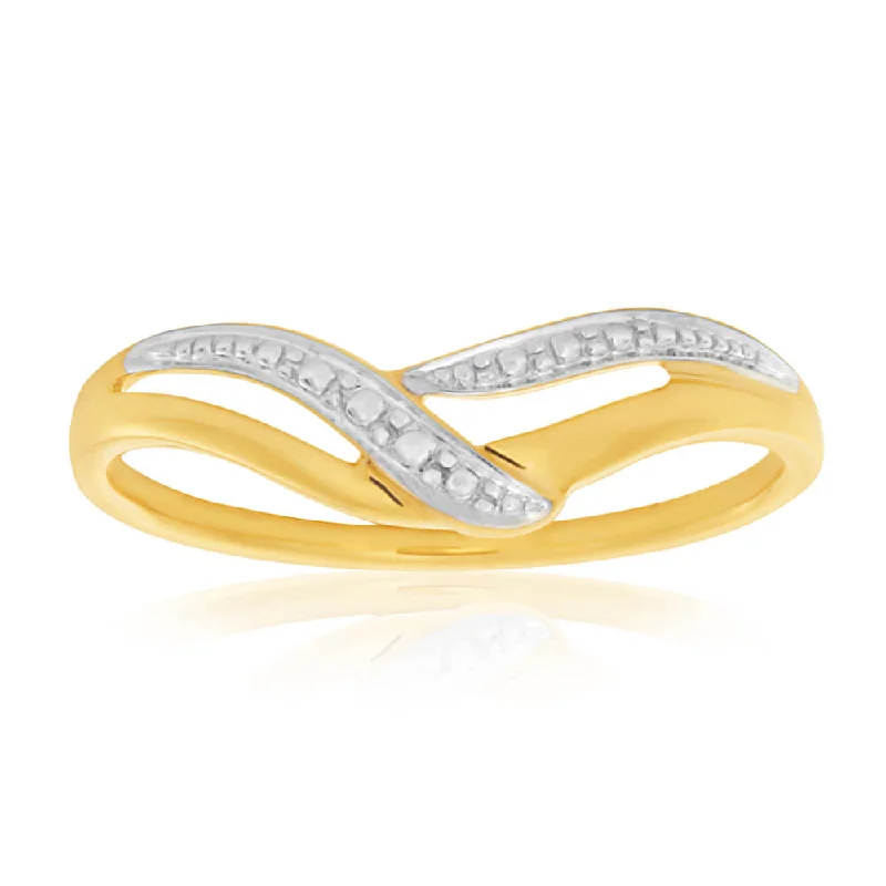 9ct Yellow Gold V Illusion Setting Ring