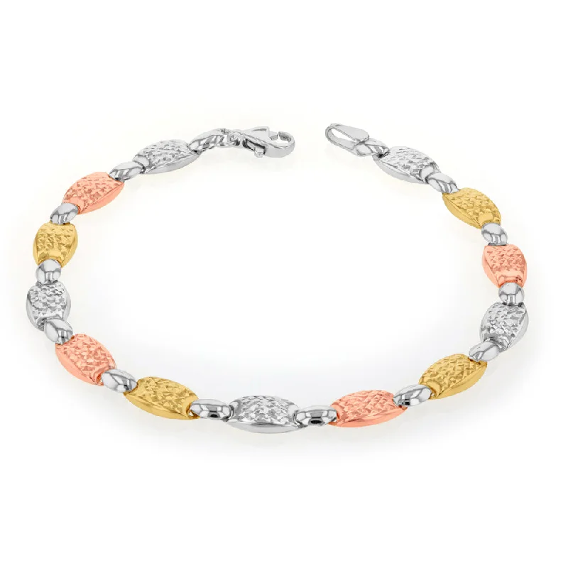 9ct Yellow Gold, White Gold & Rose Gold Fancy Bracelet