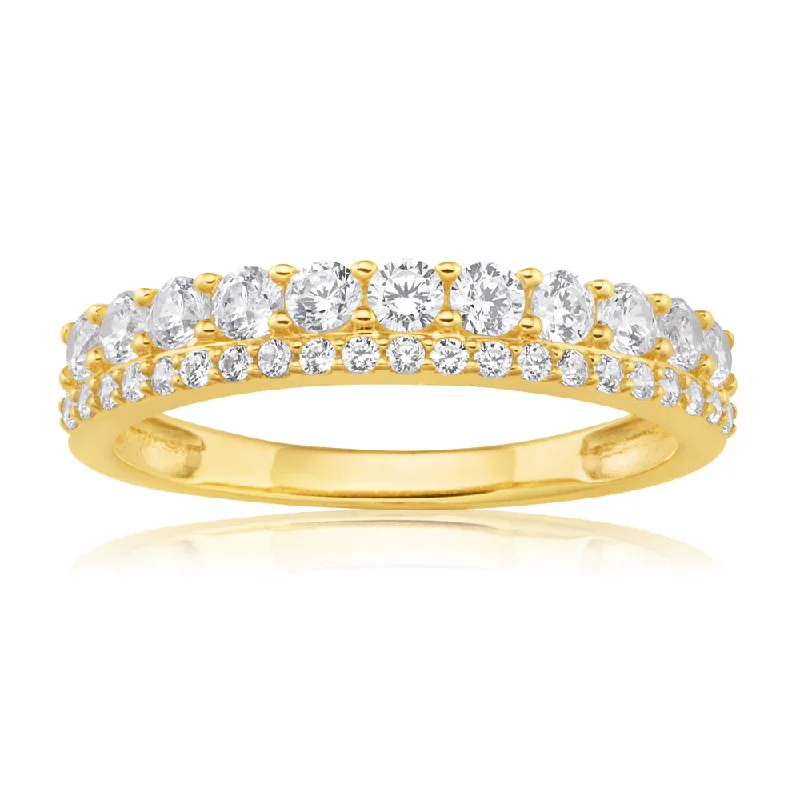 9ct Yellow Gold Zirconia Eternity Straight Ring