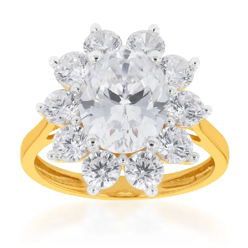 9ct Yellow Gold Zirconia Flower Ring