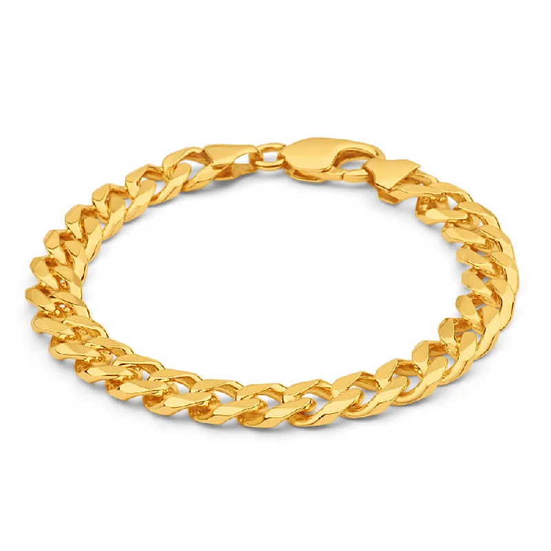 9ct Yellow Solid Gold Curb 21cm Bracelet