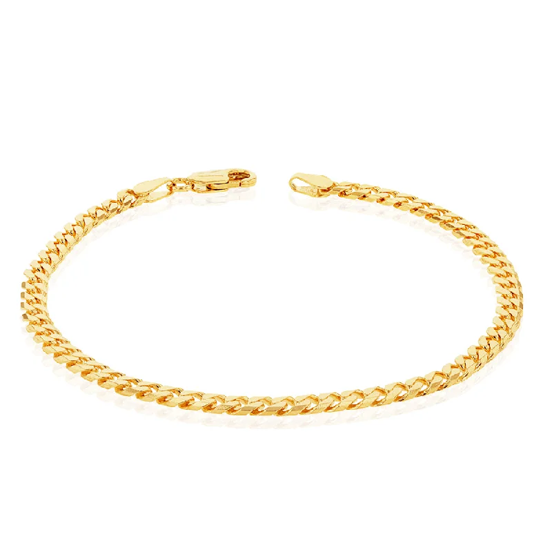 9ct Yellow Solid Gold Flat Bevelled Curb 21cm Bracelet 120gauge