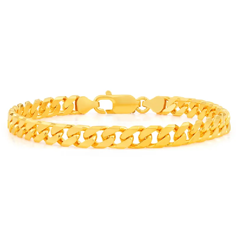 9ct Yellow Solid Gold Heavy Curb Flat Tight Bevelled 21cm Bracelet 250gauge