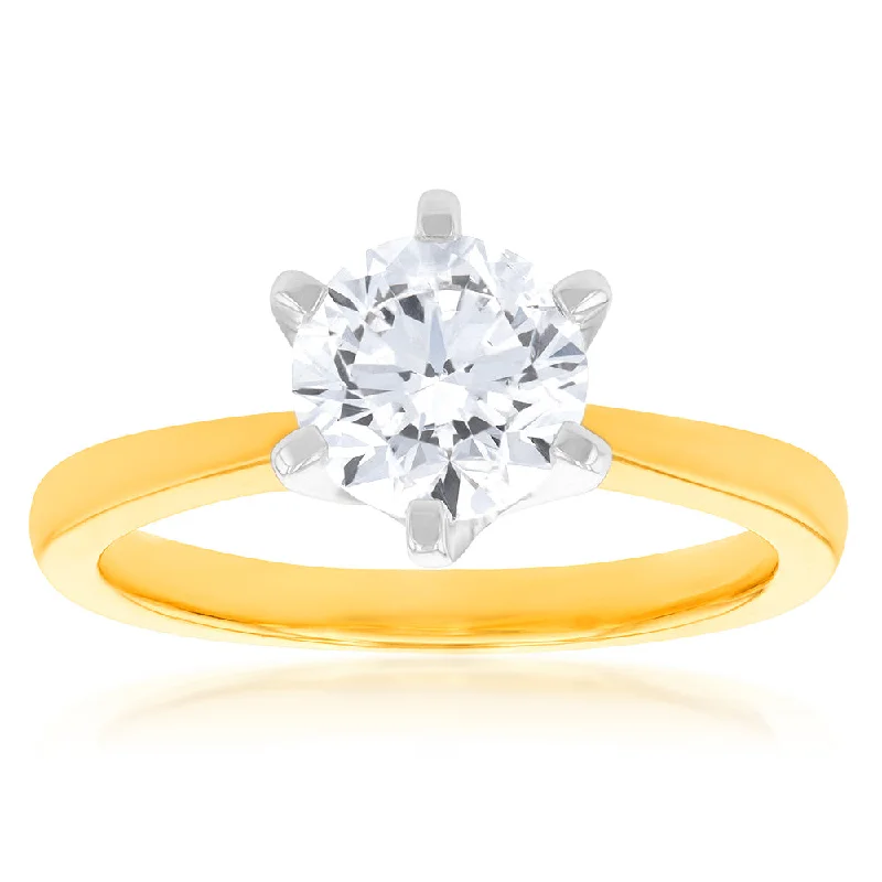 Certified Luminesce Lab Grown 1.5 Carat Solitaire Engagement Ring in 18ct Yellow Gold