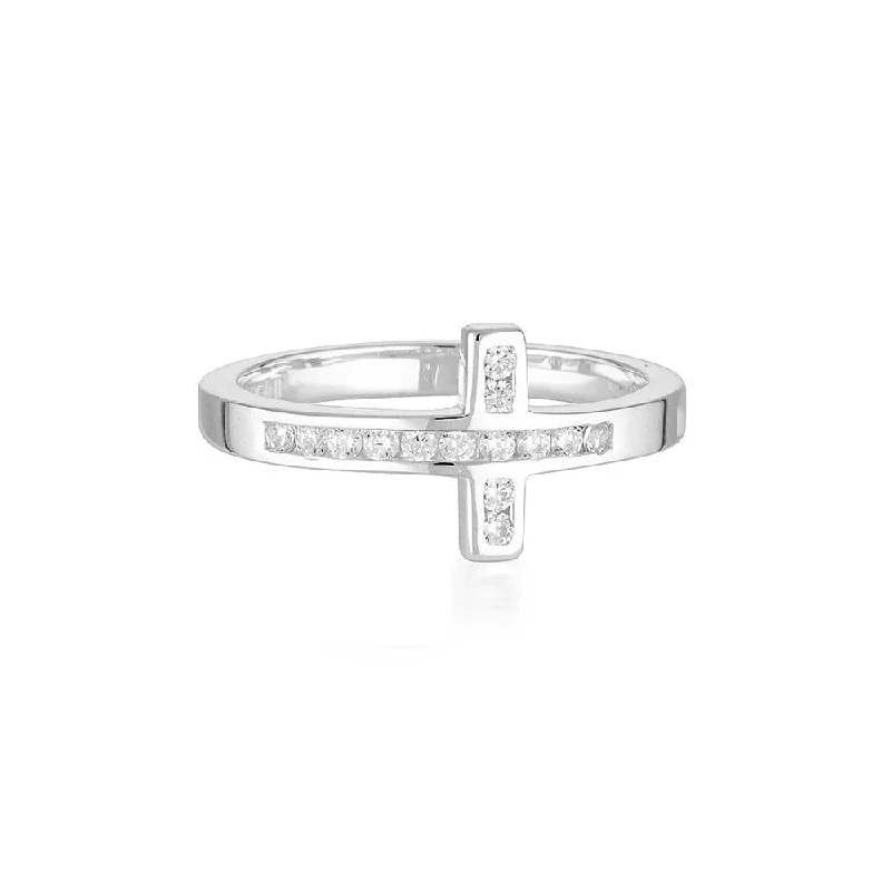 Georgini Sterling Silver Zirconia Spiritus Wrap Cross Ring