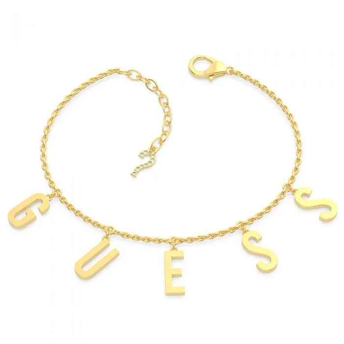 GUESS Pave Letter Charm Bracelet SSt+GP