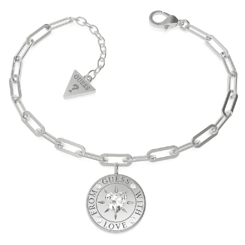 GUESS Stainless Steel Single Chain 17mm Coin Bracelet