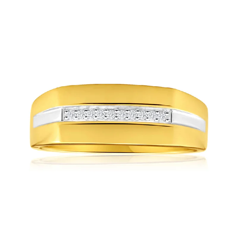 His and Hers Rings 9ct Yellow Gold Ladies Ring With 10 Diamonds