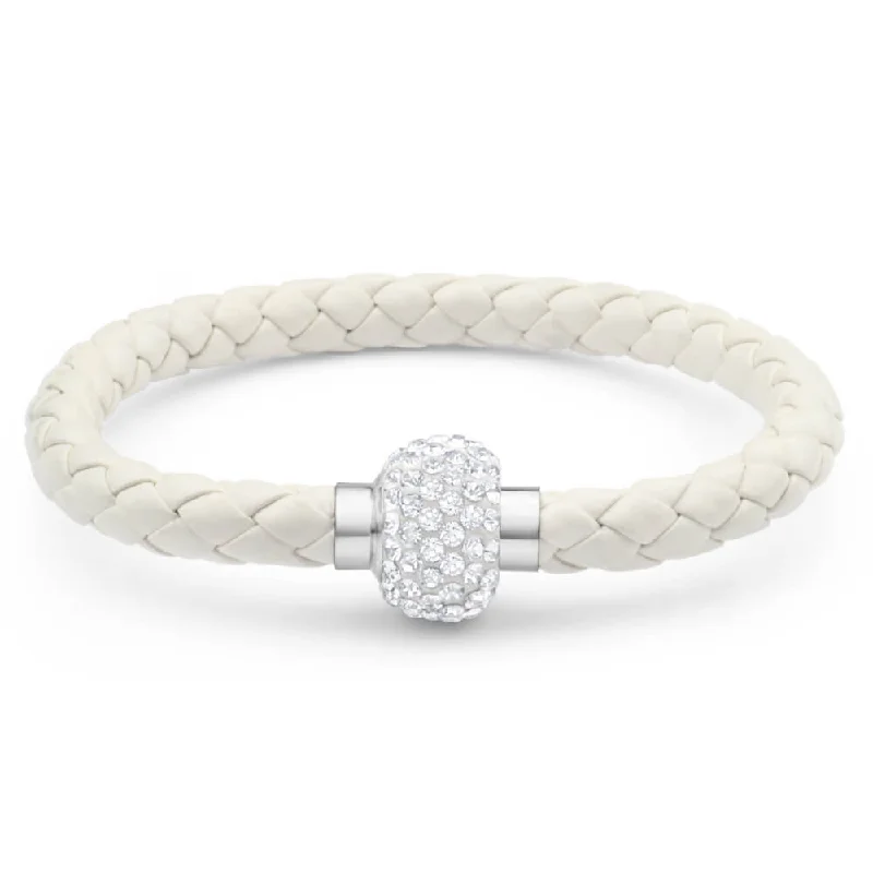 Stainless Steel Crystal Magnetic White Fancy Bracelet