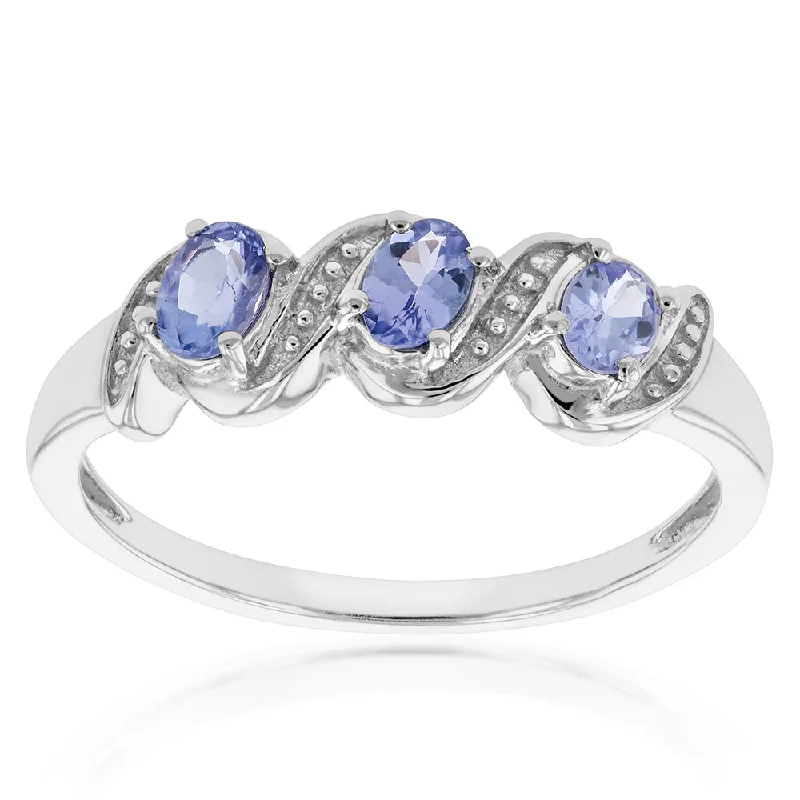 Sterling Silver 0.54ct Tanzanite Trilogy Ring