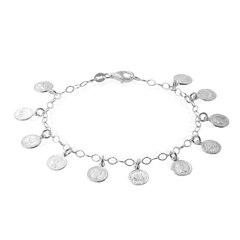 Sterling Silver 19cm Multi Coin Bracelet