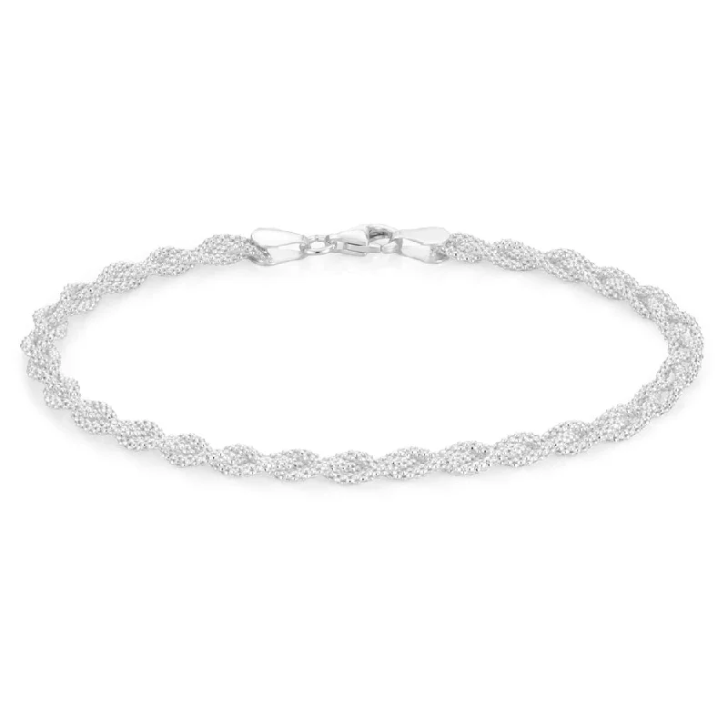 Sterling Silver 19cm Plait Bracelet