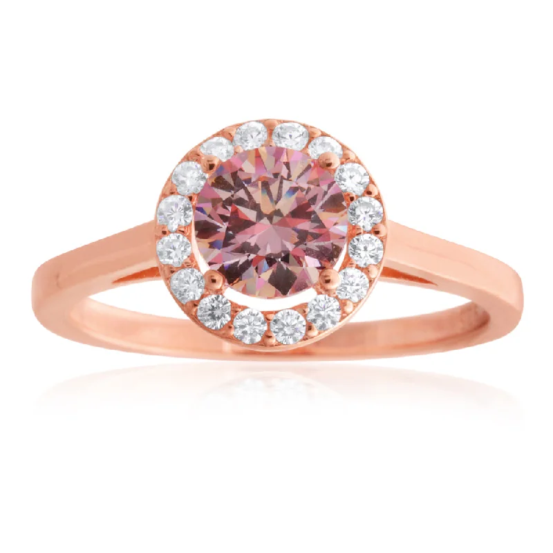 Sterling Silver and Rose Gold Plated Zirconia Ring