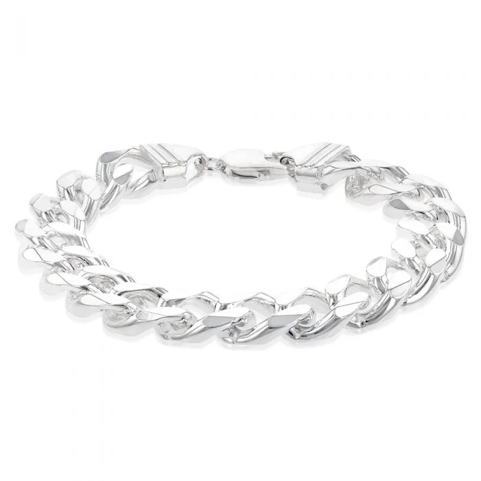 Sterling Silver Bevelled Curb 350 Gauge 21cm Bracelet