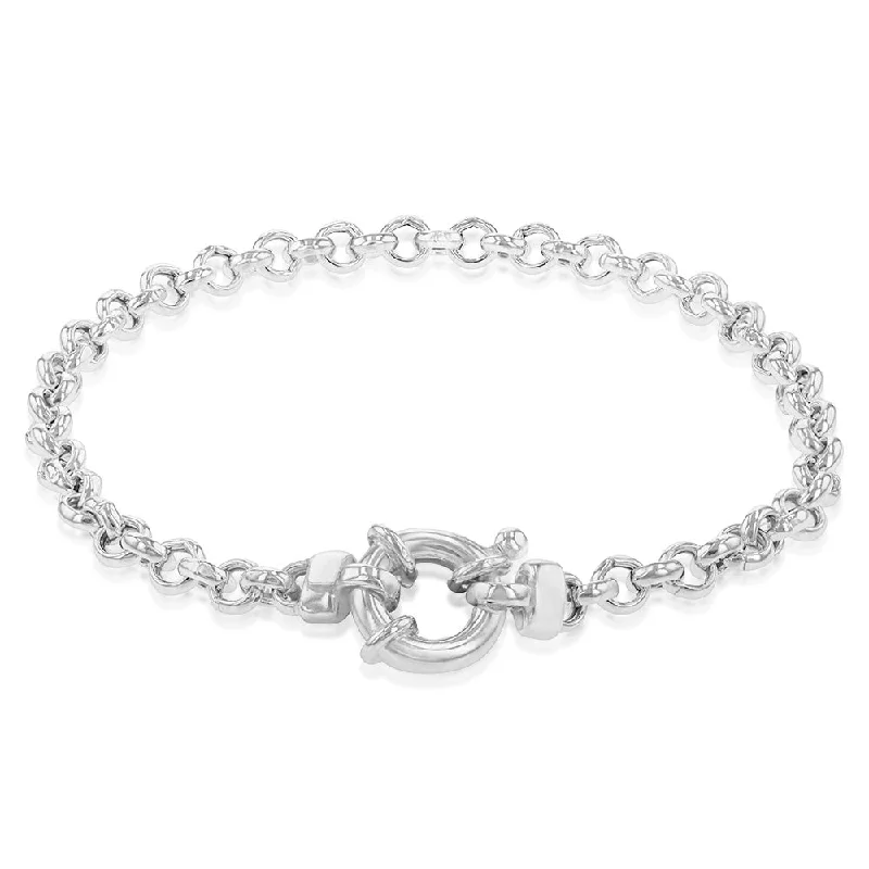 Sterling Silver Fancy 19cm Bracelet With Bolt Ring Clasp