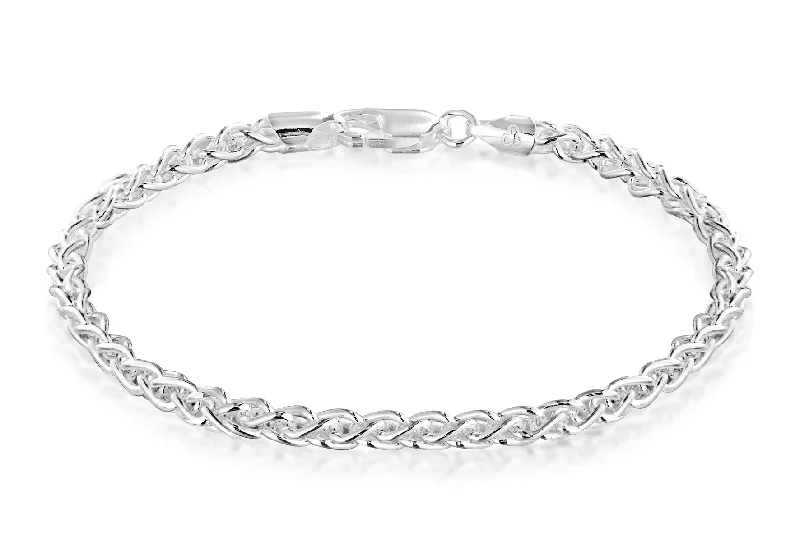 Sterling Silver Spiga 19cm Plaited Bracelet