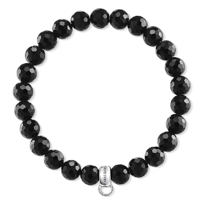 Sterling Silver Thomas Sabo Charm Club Black Obsidian Bracelet 15.5cm