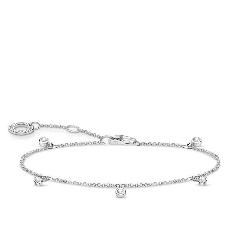 Sterling Silver Thomas Sabo Charm Club Zirconia Bracelet 16-19cm