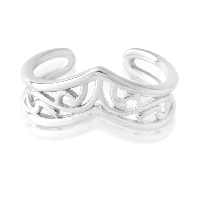 Sterling Silver Toe Ring Border Filigree