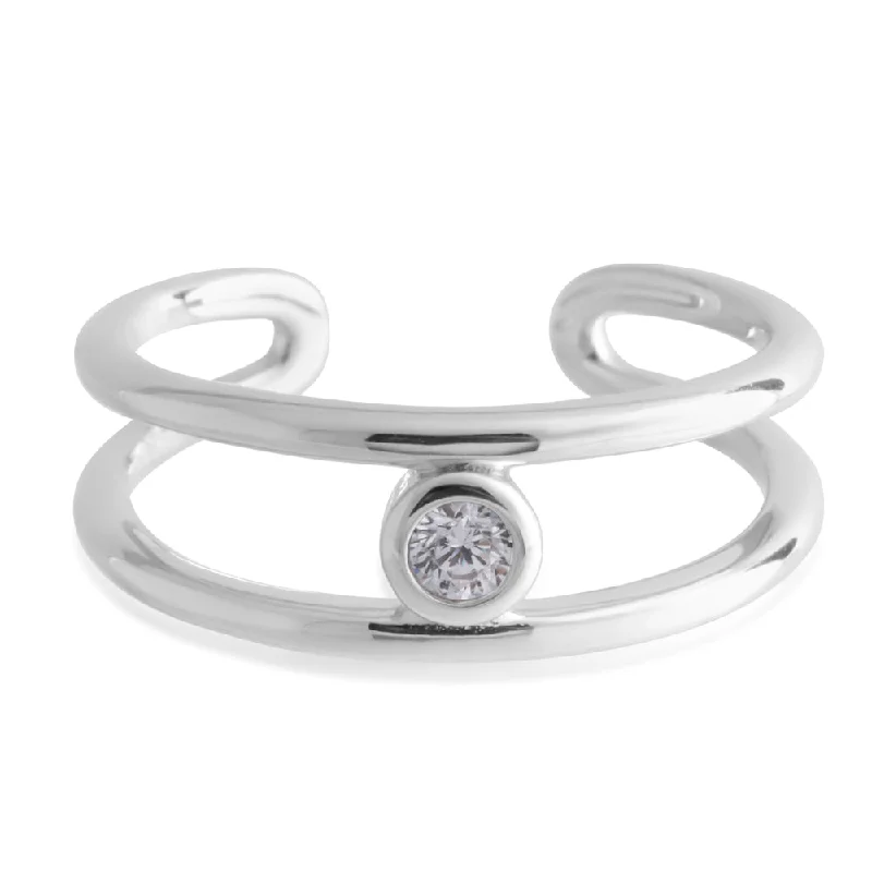 Sterling Silver Toe Ring Solitaire Zirconia