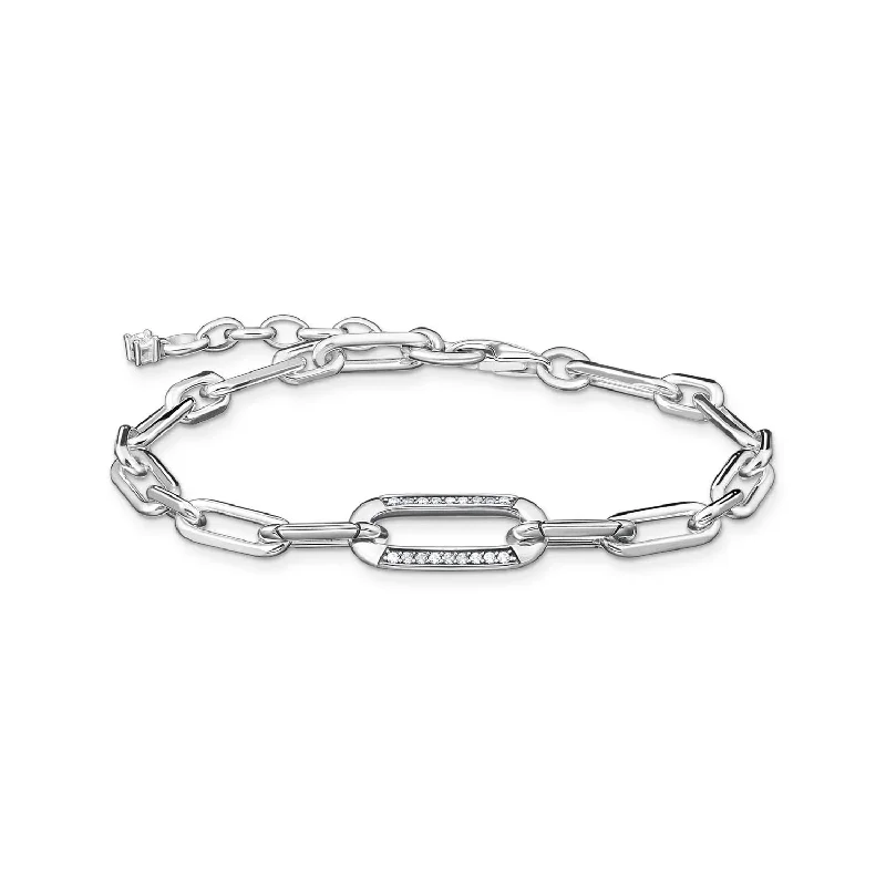 Thomas Sabo Heritage Sterling Silver Cubic Zirconia On Anchor 16-19 Bracelet