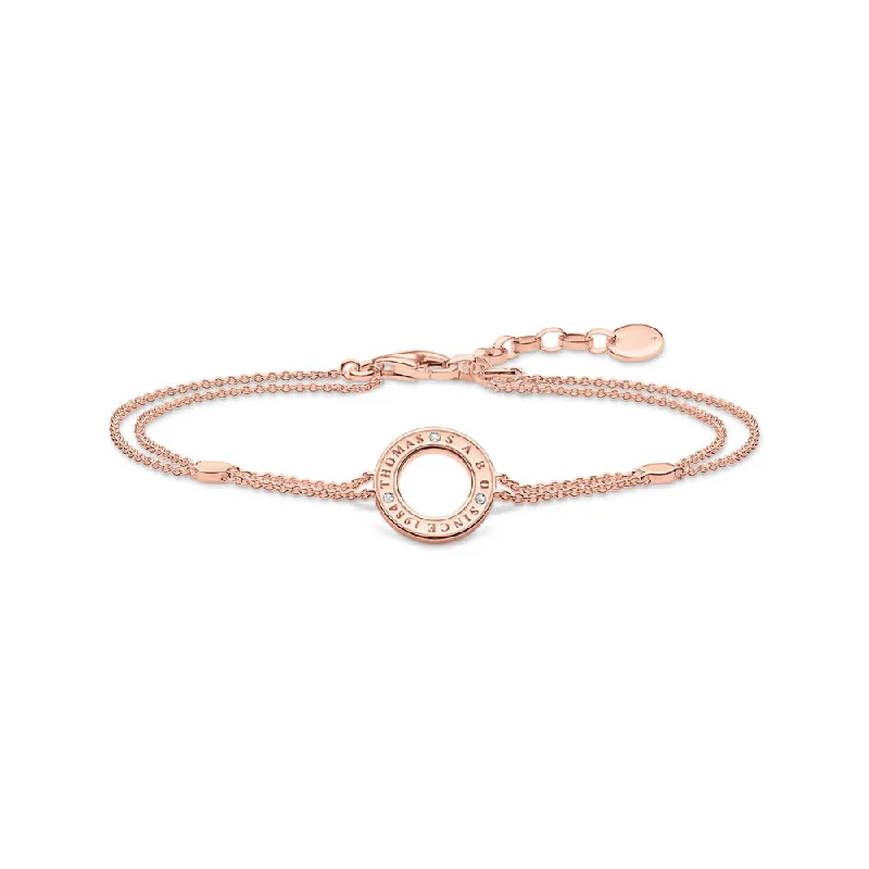 Thomas Sabo Sterling Silver Rose Gold Plated Sparkling Circles 19cm Bracelet